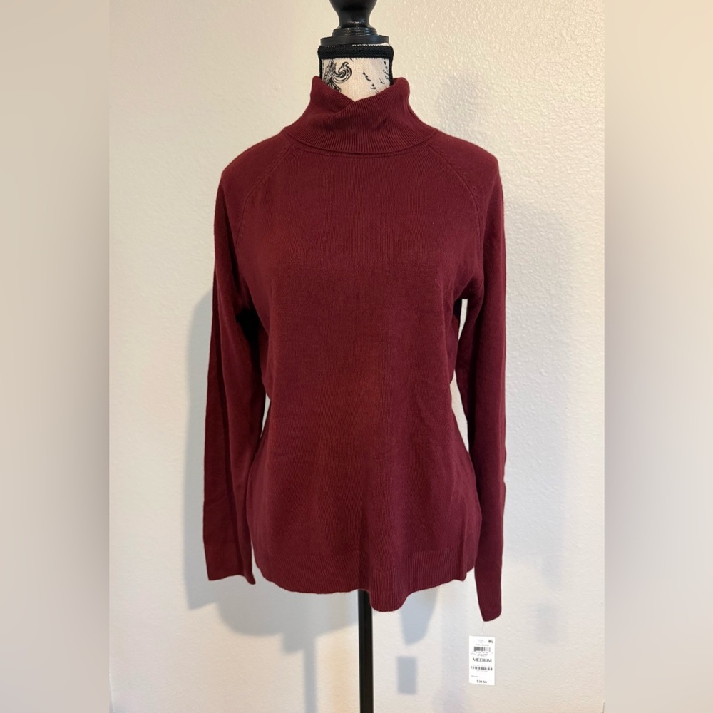 Karen Scott Stylish Burgundry Turtleneck Sweater